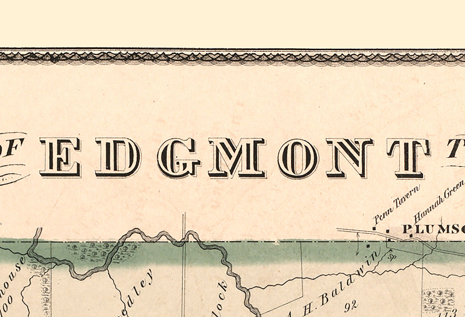 1875 Map of Edgmont Township Delaware County Pennsylvania