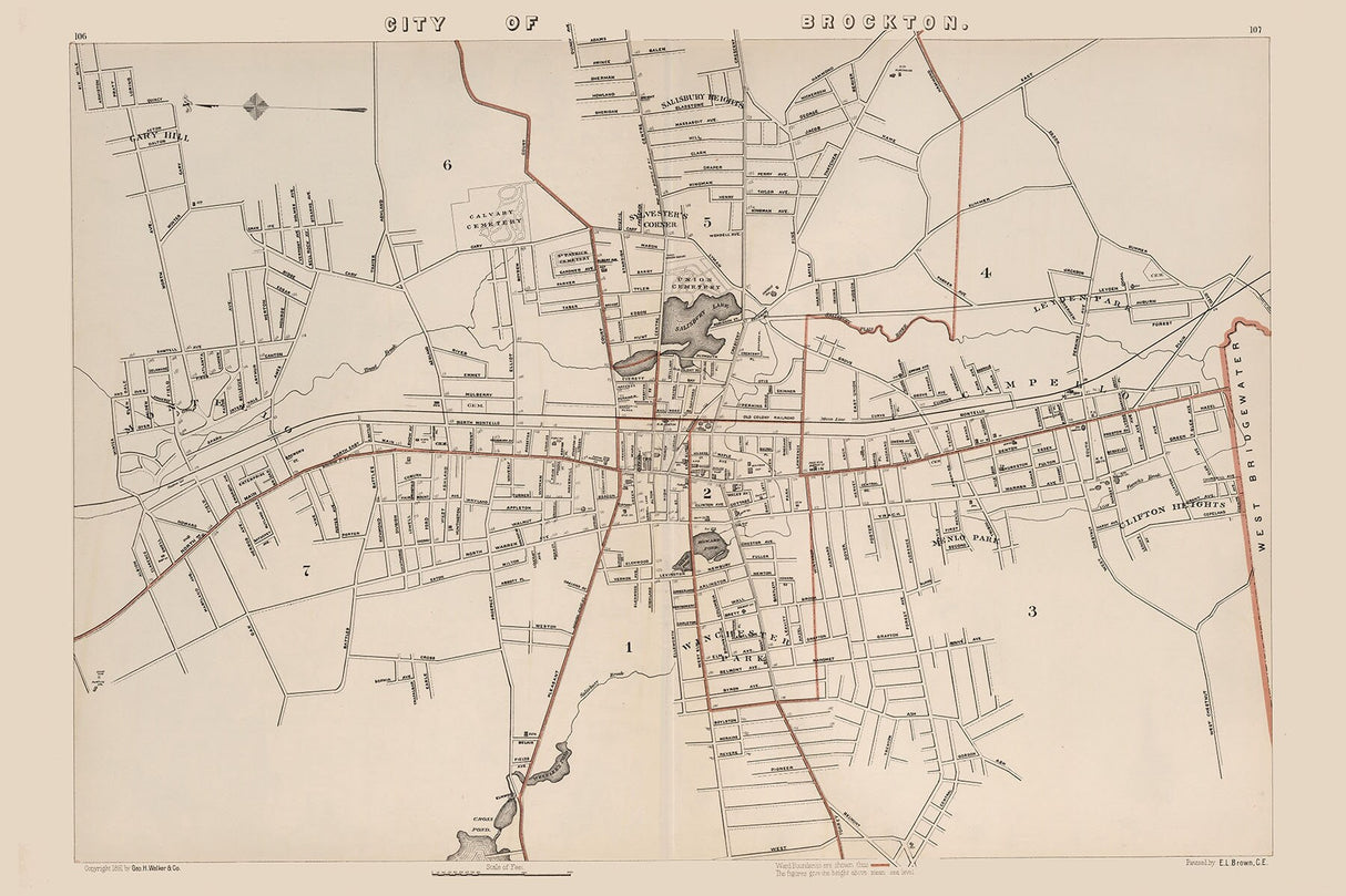 1891 Map of Brockton Massachusetts