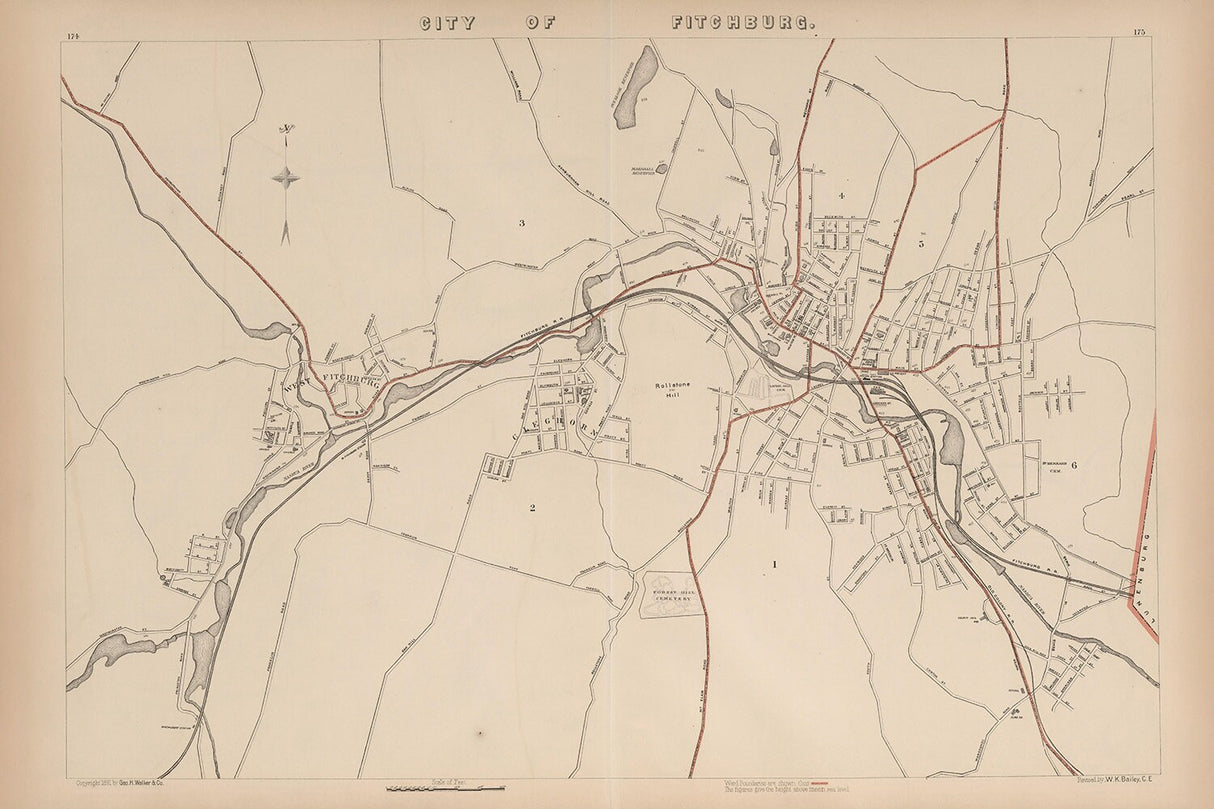 1891 Map of Fitchburg Massachusetts