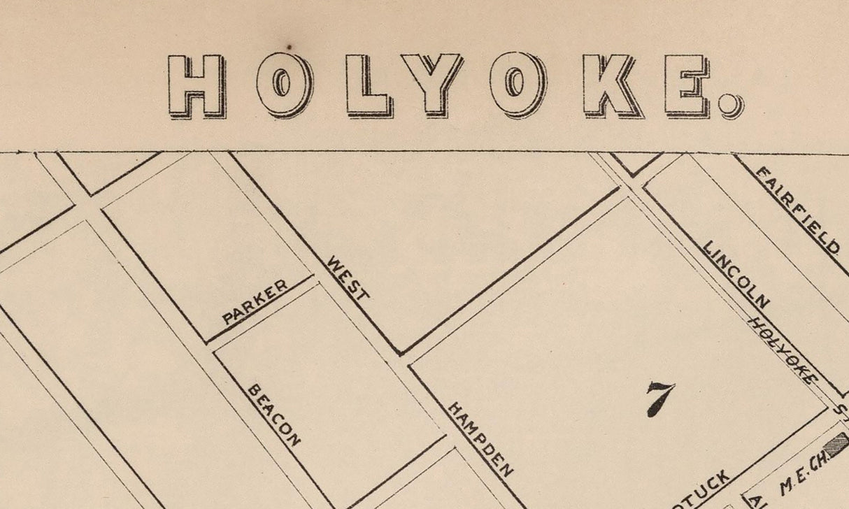 1891 Map of Holyoke Massachusetts