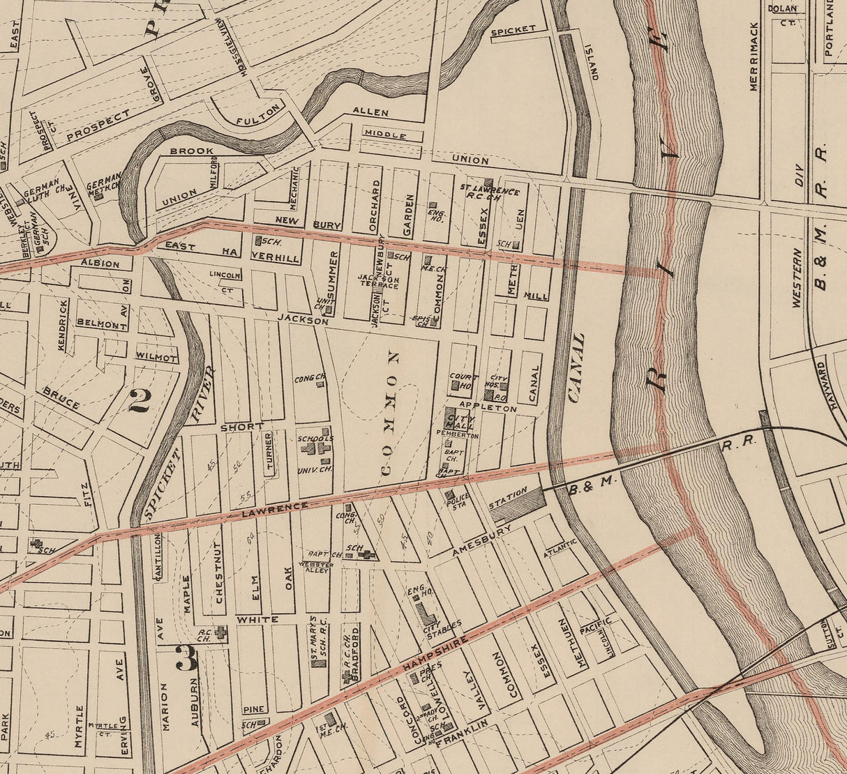 1891 Map of Lawrence Massachusetts