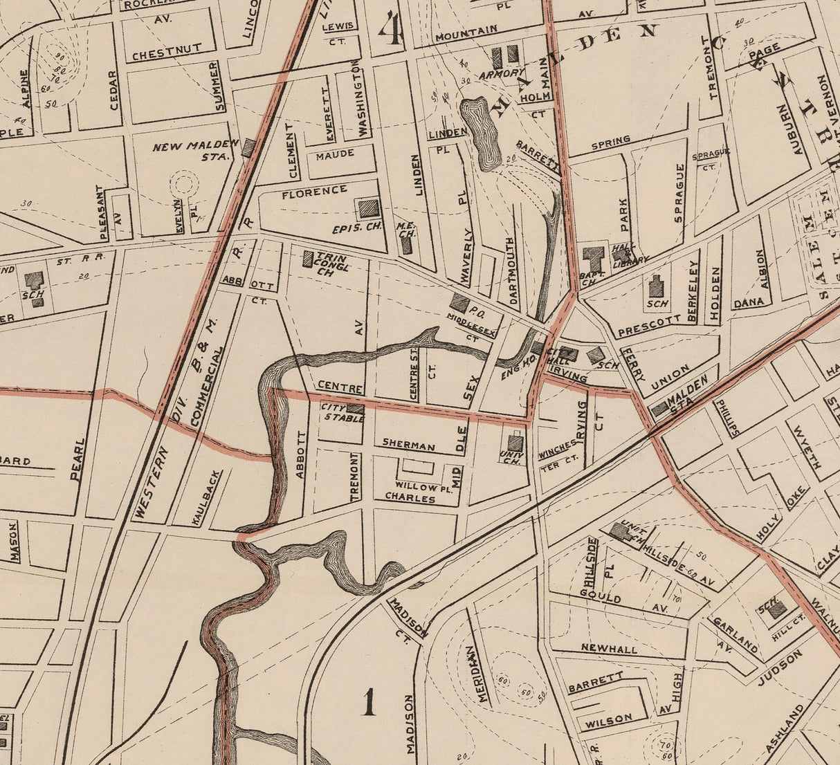 1891 Map of Malden Massachusetts