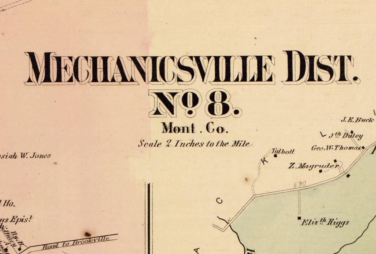 1879 Map of Mechanicsville Township Montgomery County Maryland