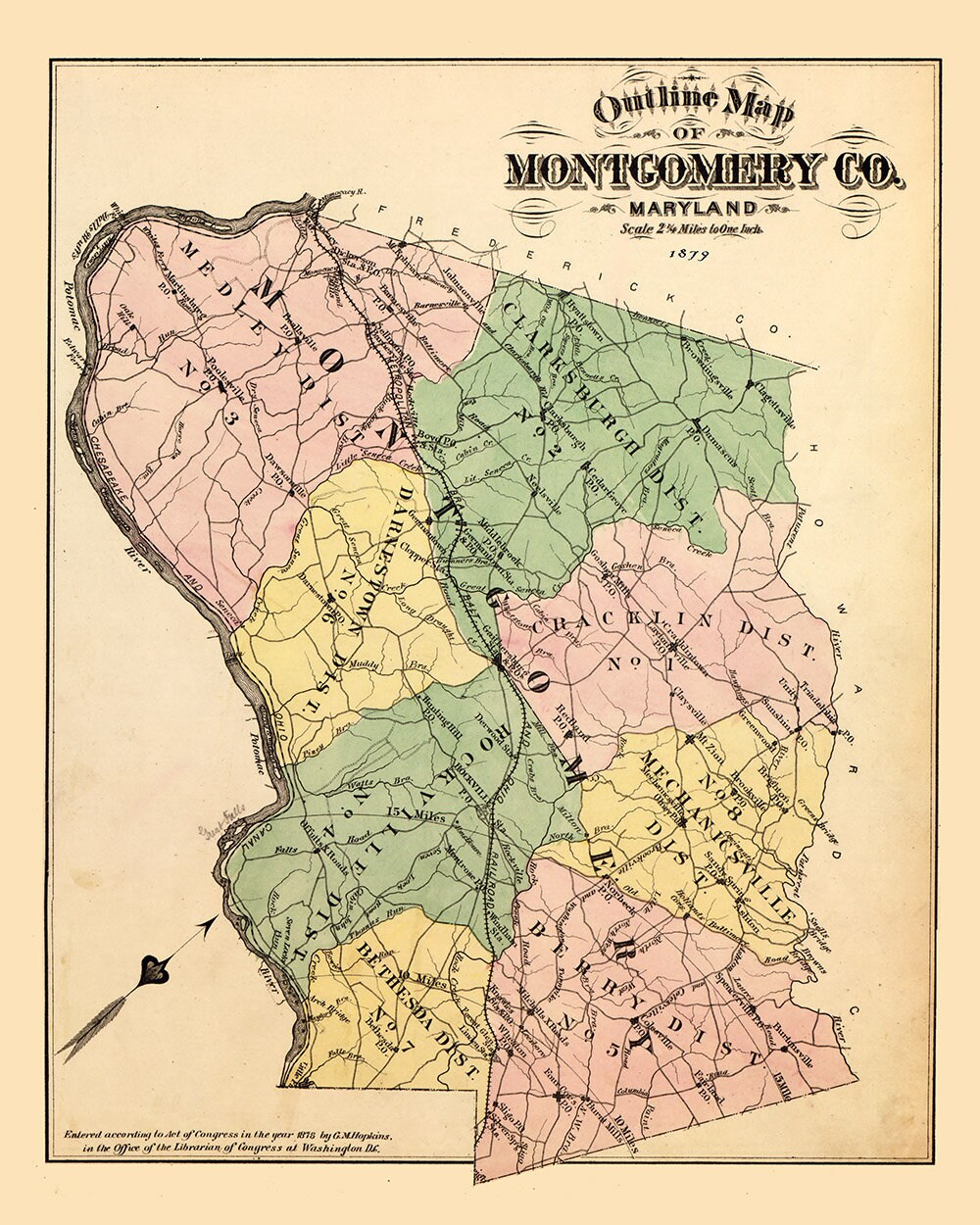 1879 Map of Montgomery County Maryland