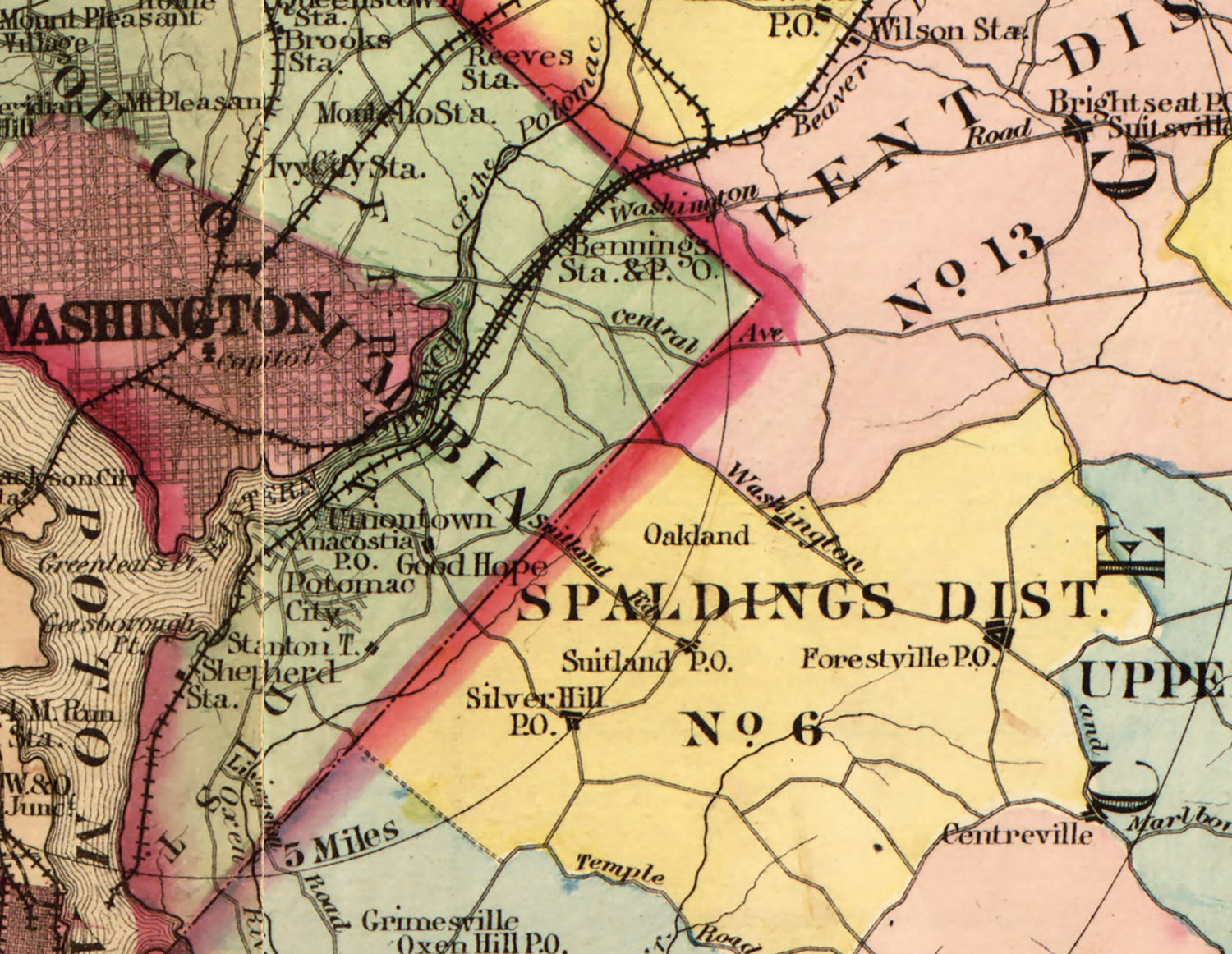 1879 Map of Prince George County Maryland Fairfax and Alexandria Virginia