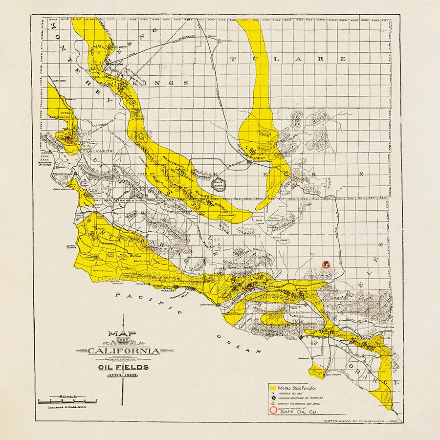 1900 Map of California Oil Fields