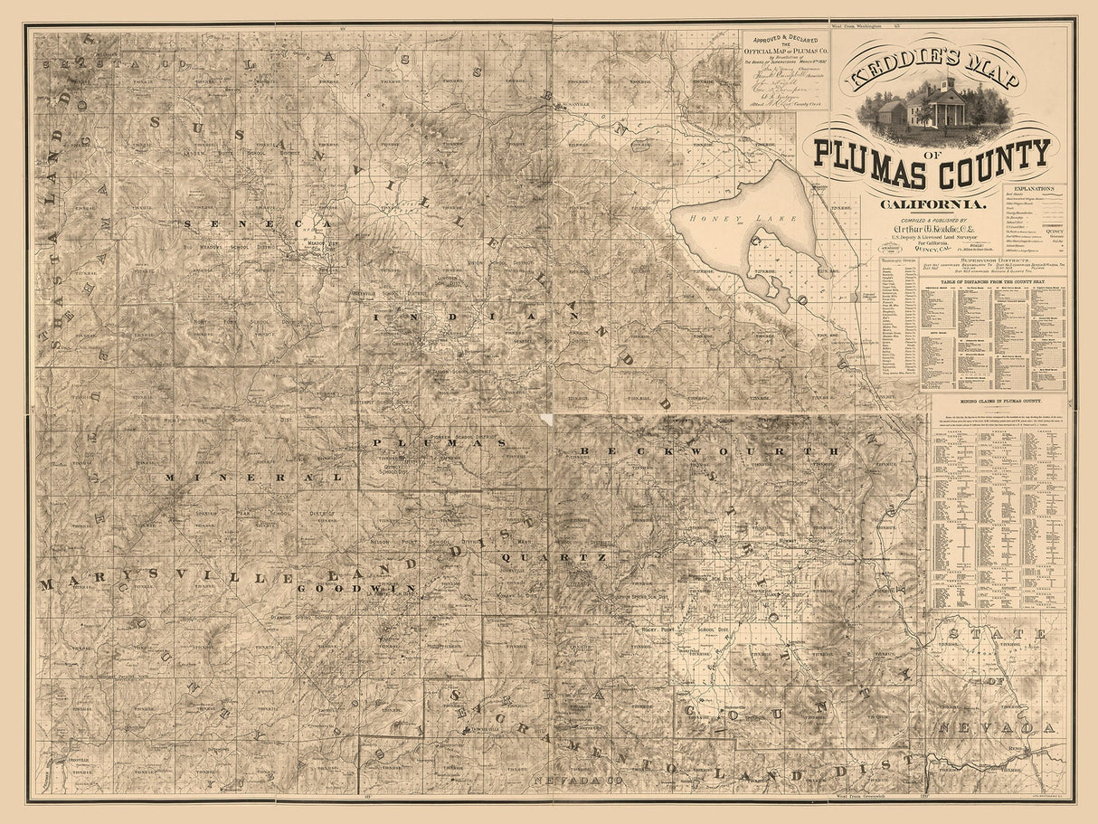 1892 Map of Plumas County California