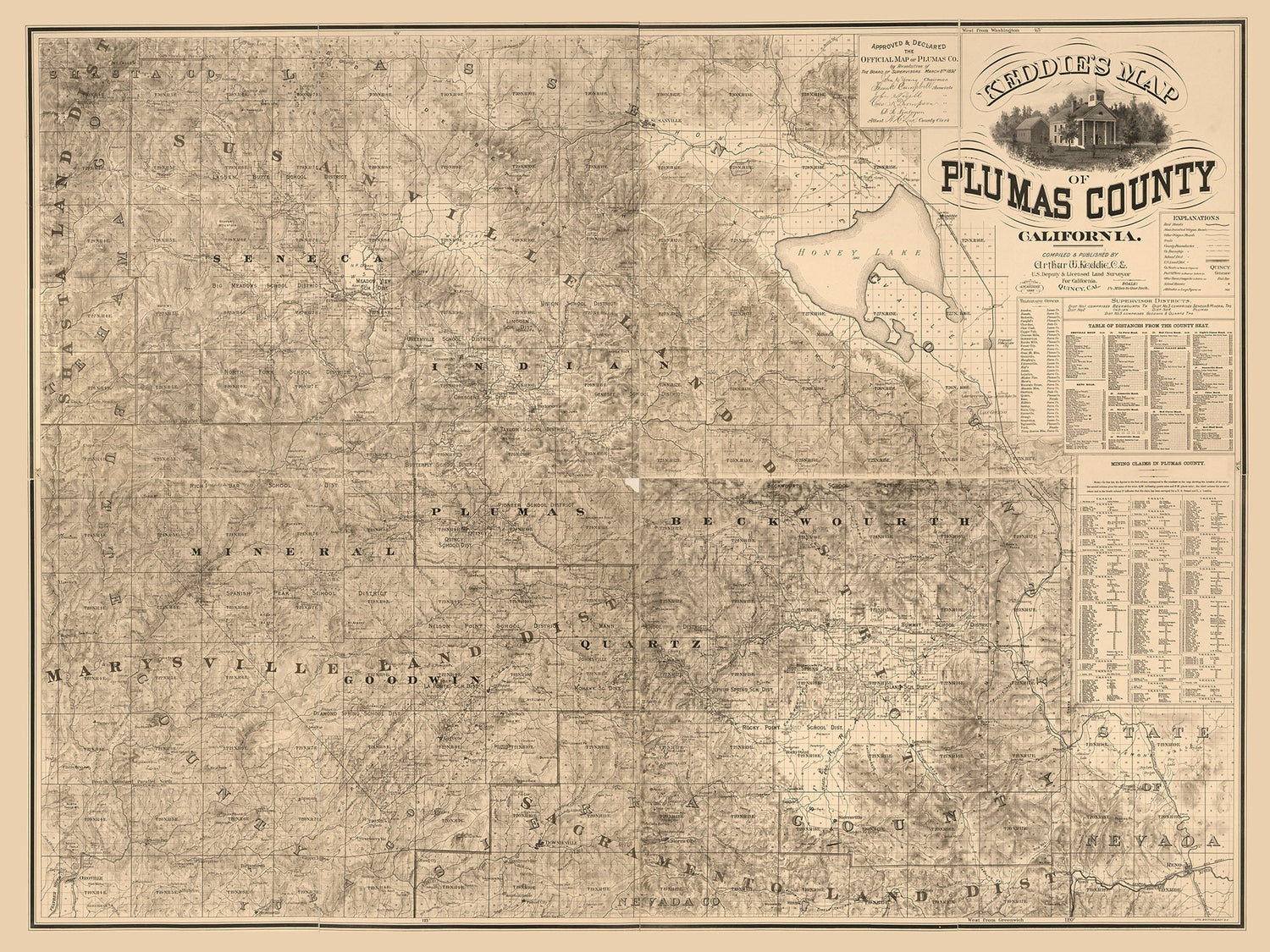 1892 Map of Plumas County California