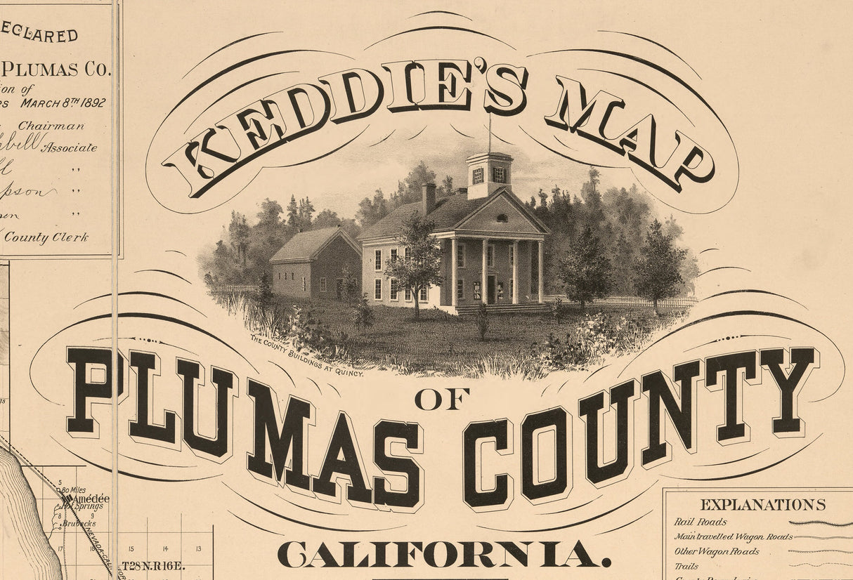 1892 Map of Plumas County California