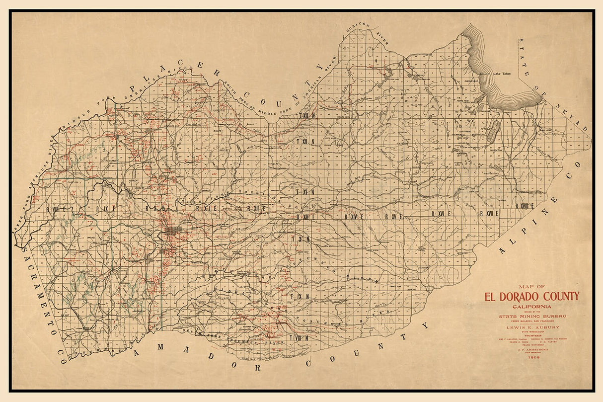 1909 Map of El Dorado County California