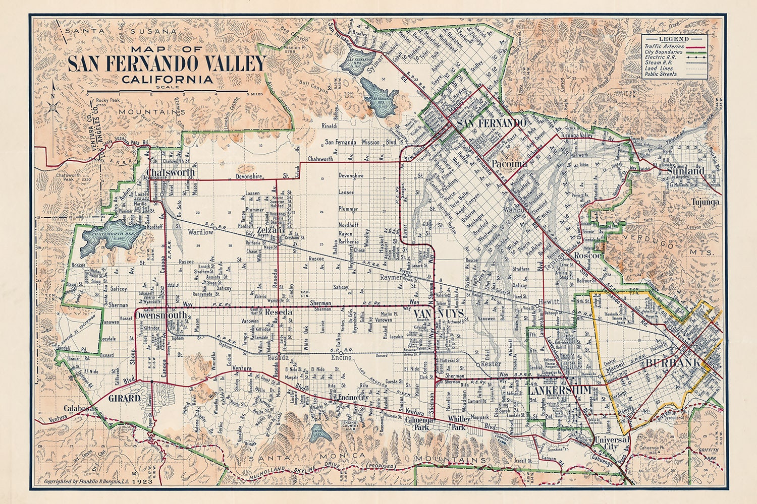 1923 Map of San Fernando Valley California