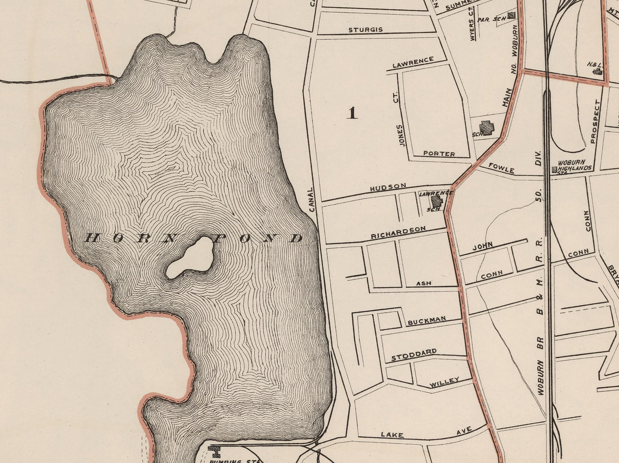 1891 Map of Woburn Massachusetts