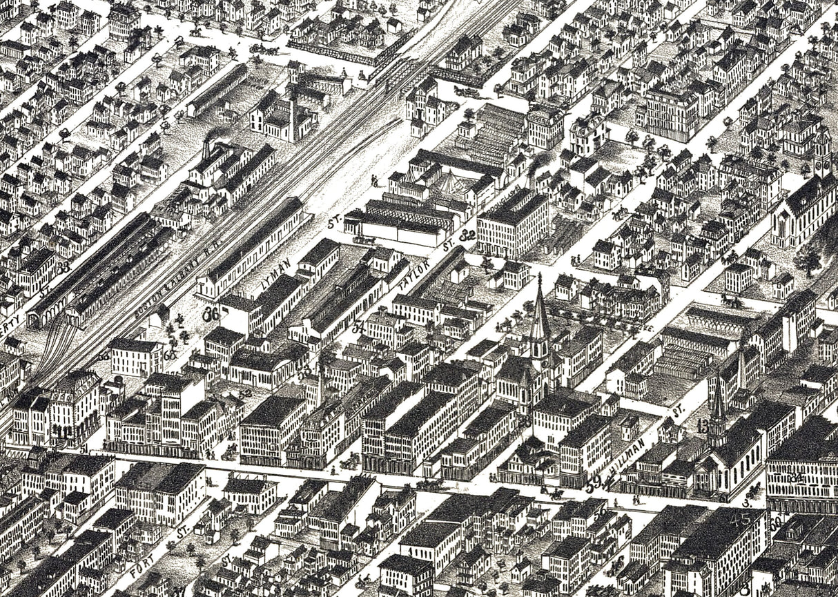 1875 Panoramic Map of Springfield Massachusetts