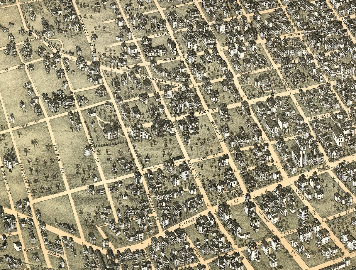 1877 Panoramic Map of Fall River Massachusetts
