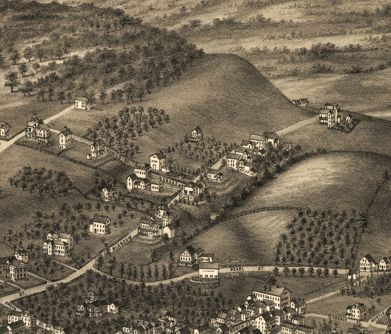 1882 Panoramic Map of Fitchburg Massachusetts