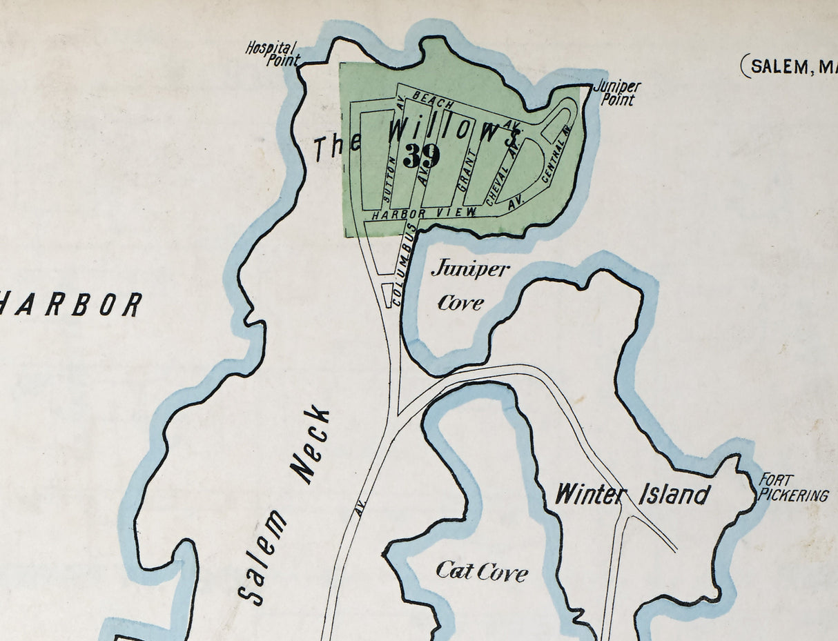 1890 Town Map of Salem Essex County Massachusetts