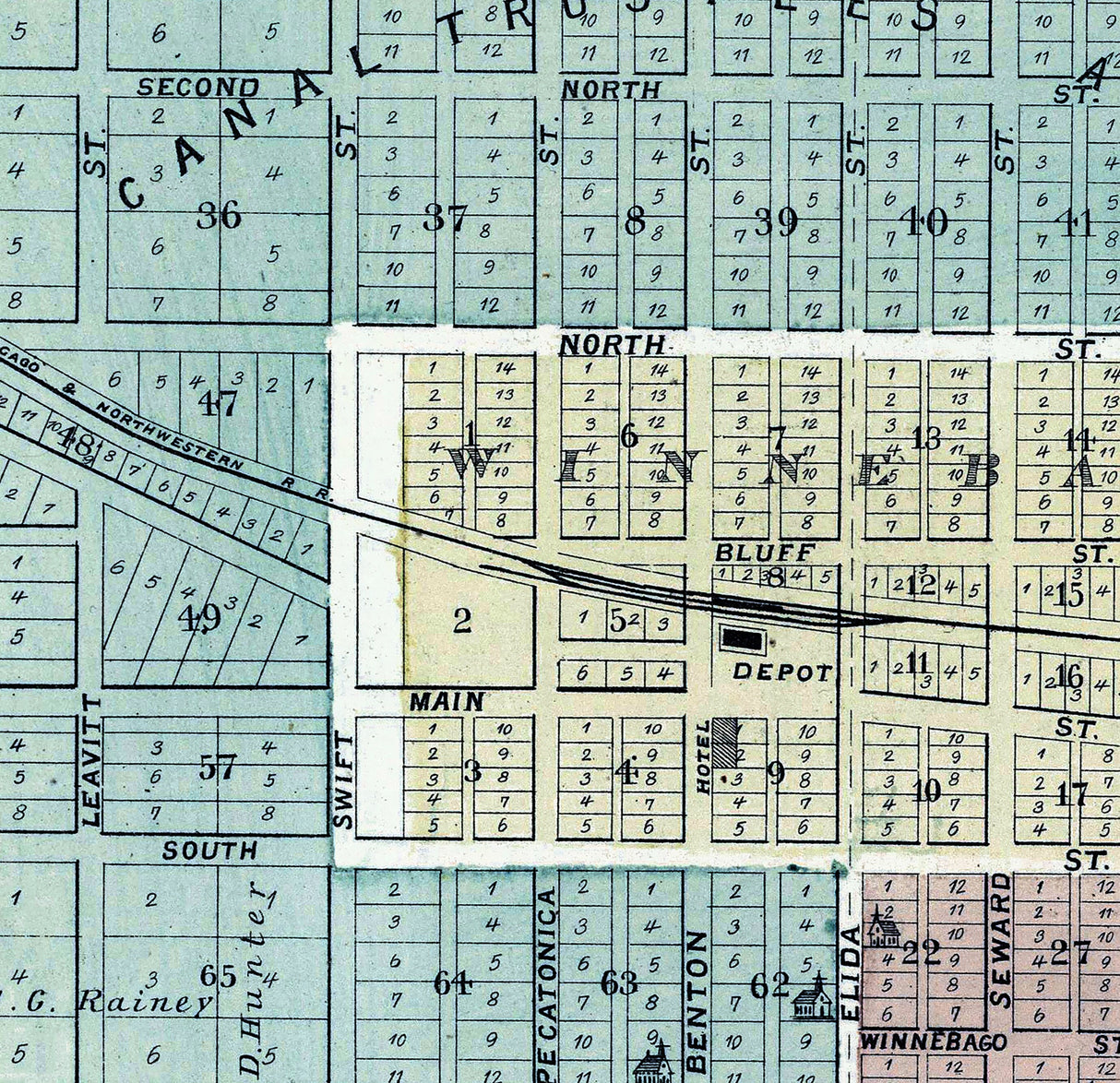1886 Town Map of Winnebago Illinois