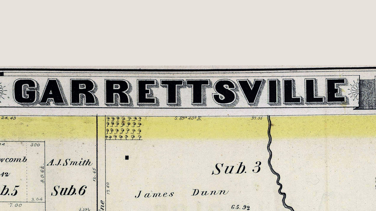 1874 Map of Garrettsville Portage County Ohio Randolph Atwater Station