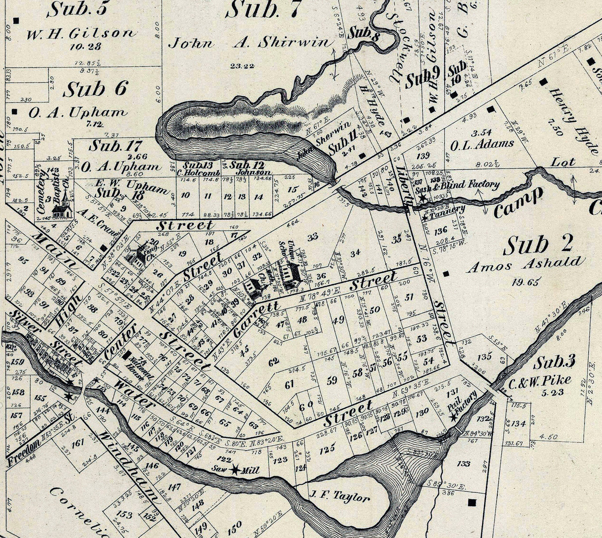 1874 Map of Garrettsville Portage County Ohio Randolph Atwater Station