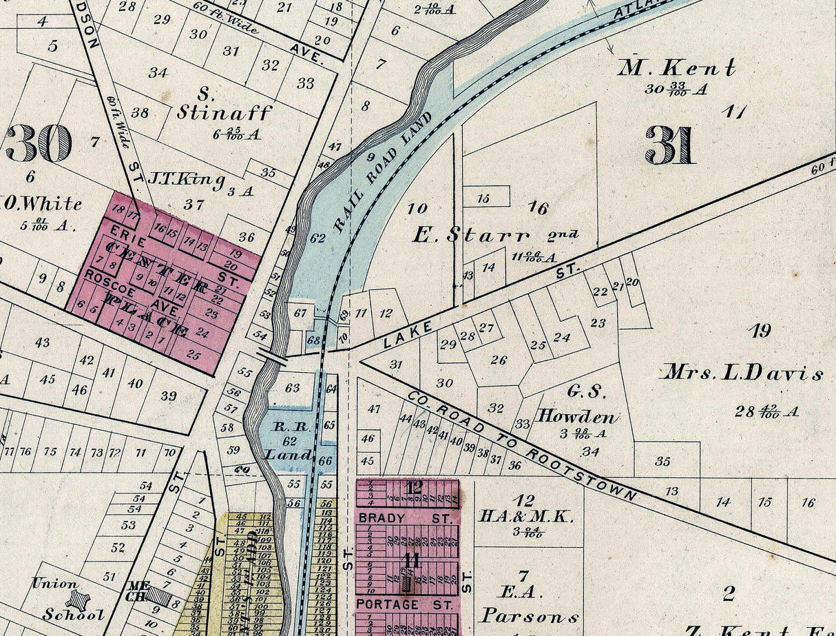 1874 Map of Kent Portage County Ohio