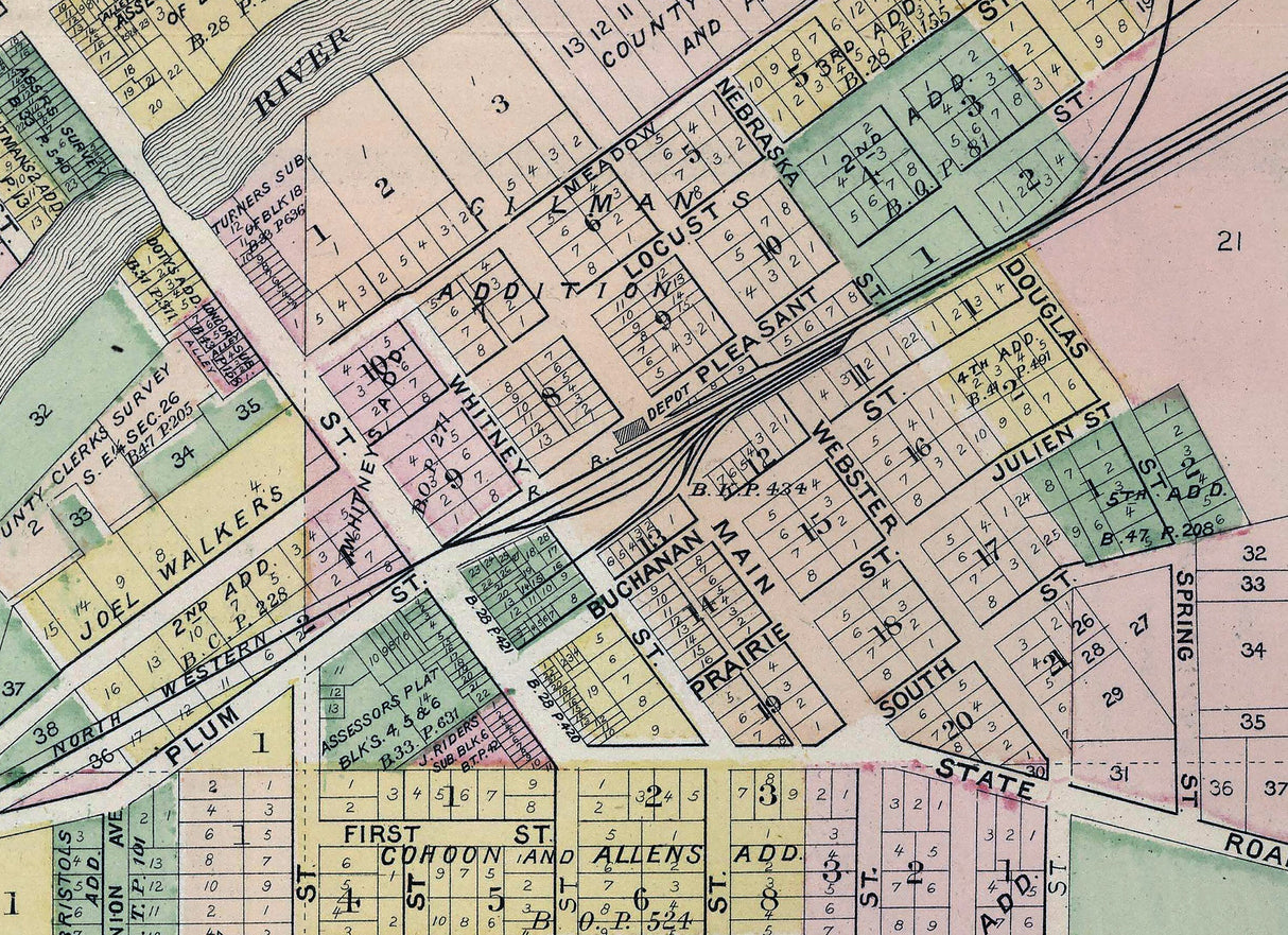 1886 Map of Belvidere Boone County Illinois