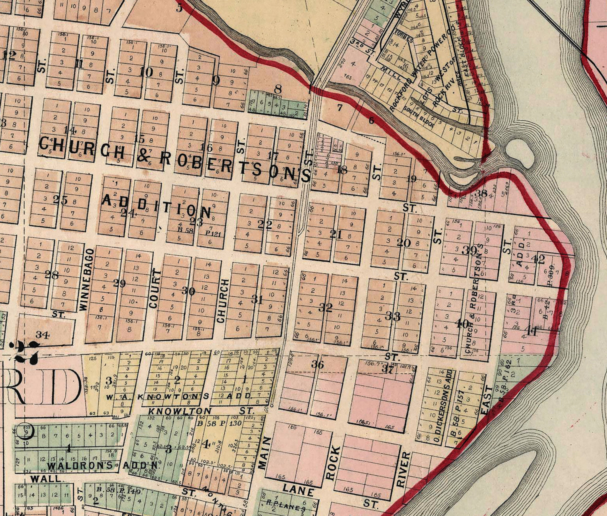 1886 Map of Rockford Boone County Illinois