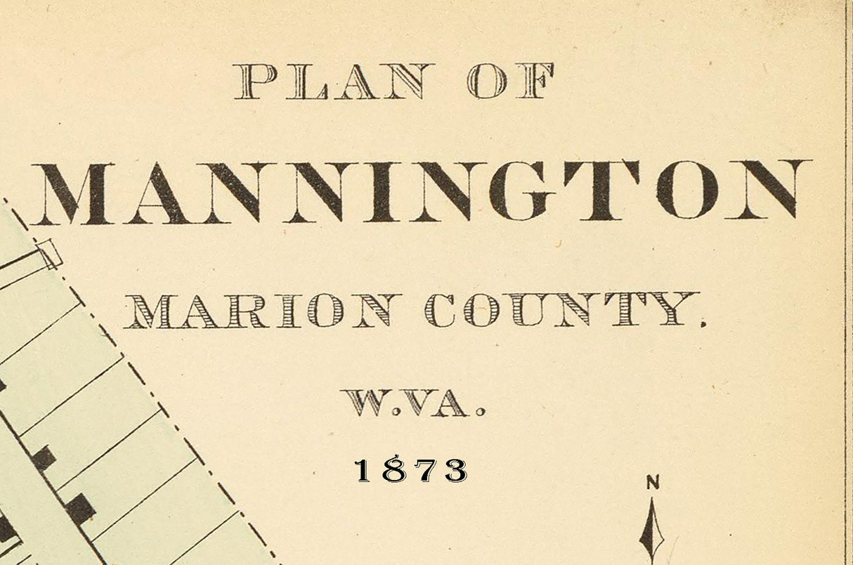 1873 Map of Mannington Marion County West Virginia