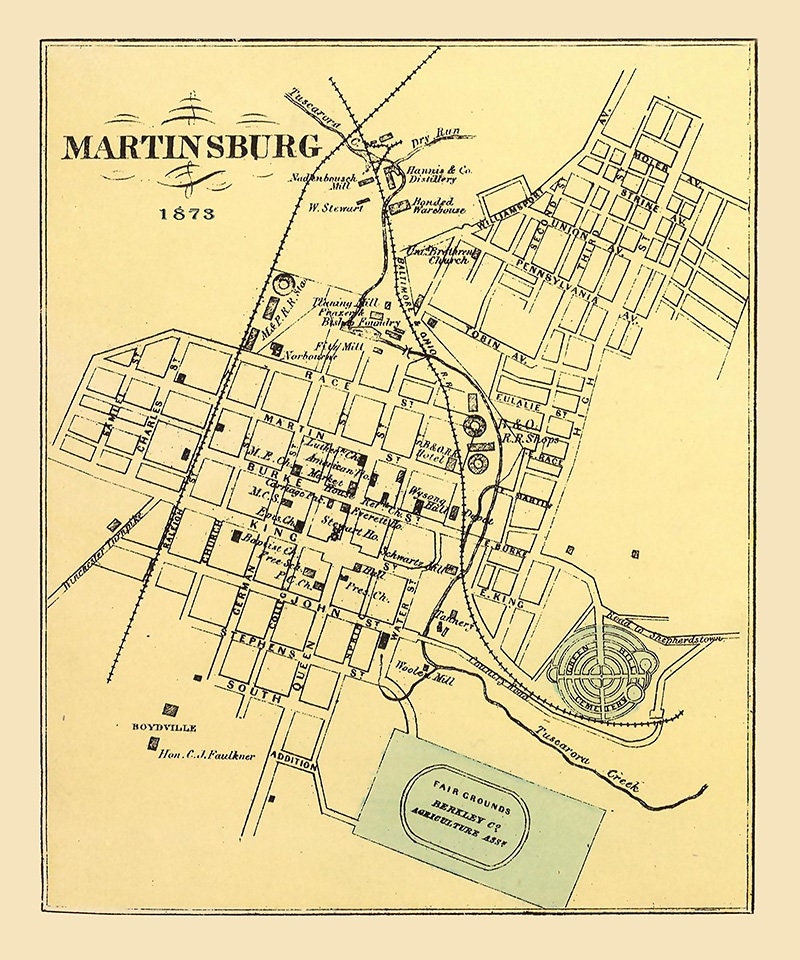 1873 Map of Mannington Marion County West Virginia