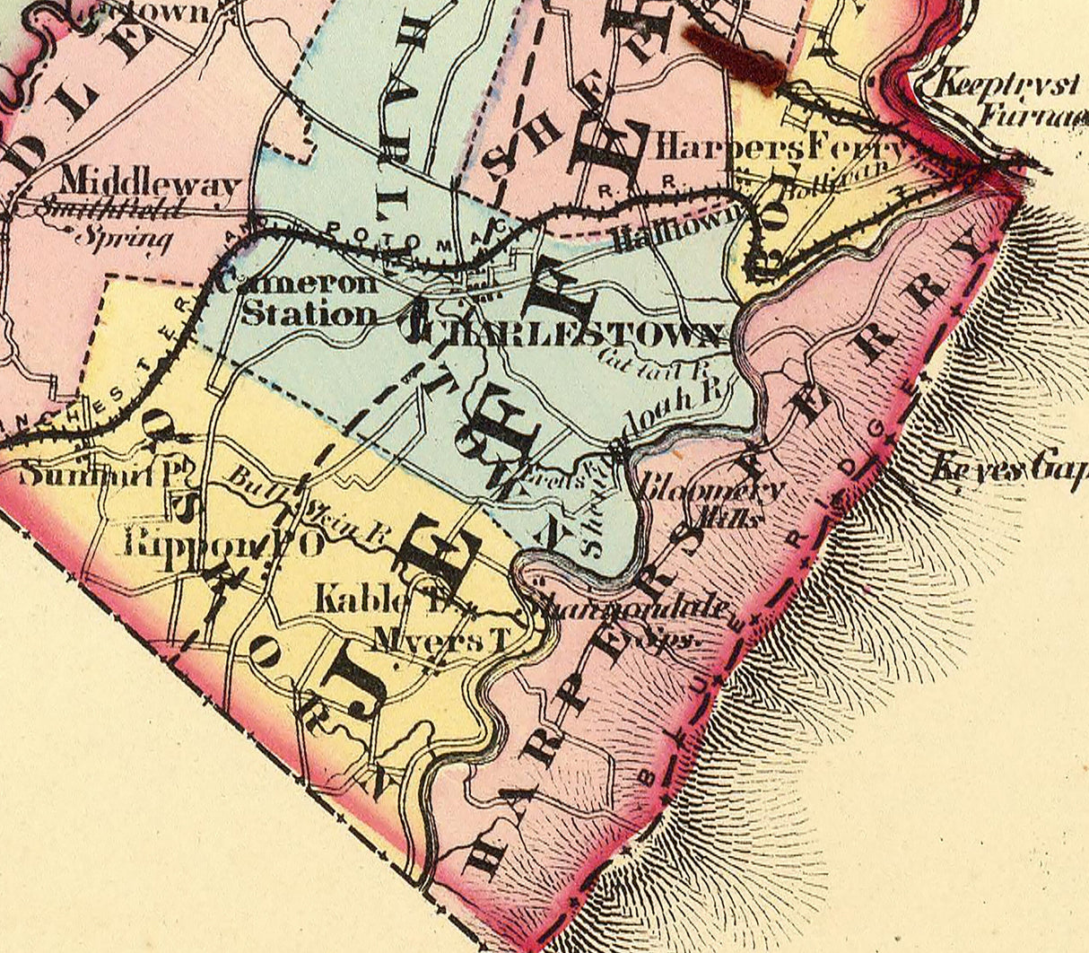 1873 Map of Morgan Berkeley and Jefferson County West Virginia