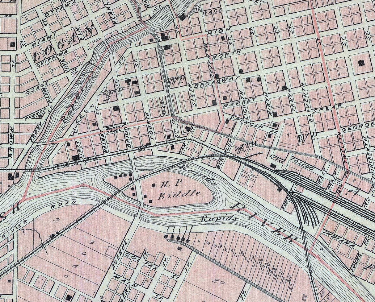 1876 Map of Logansport Cass County Indiana