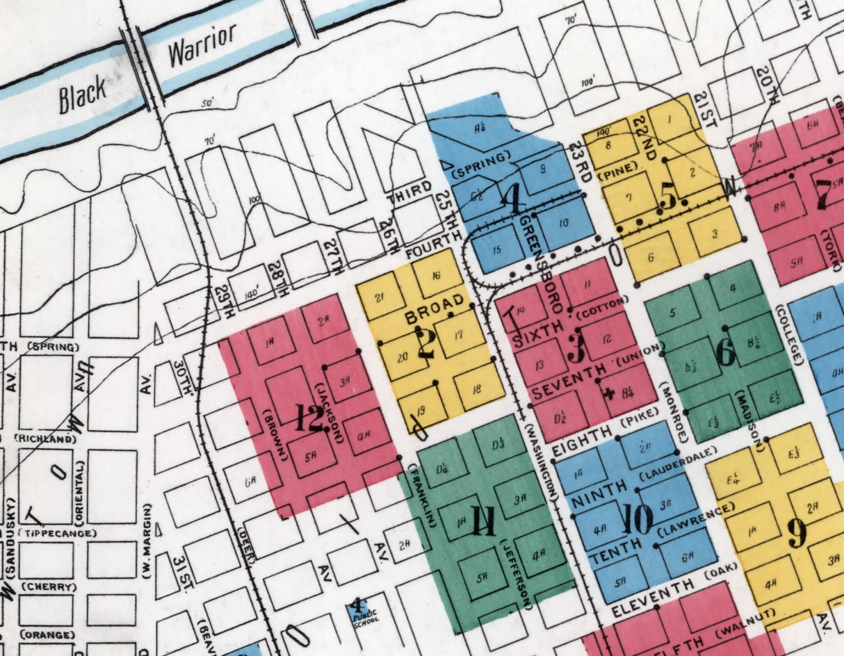 1905 Town Map of Tuscaloosa Alabama