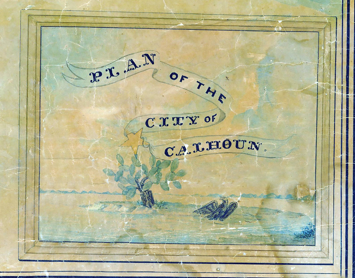 1840 Town Map of Calhoun Texas Matagorda Bay
