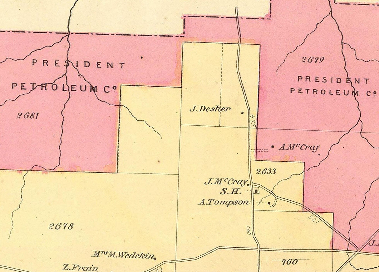 1865 Map of Pine Grove Township Venango County Pennsylvania Oil Region