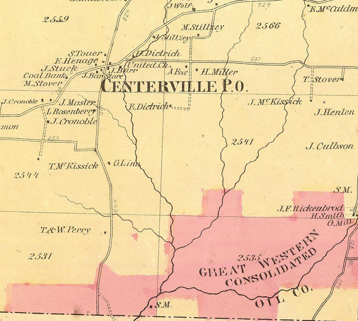 1865 Map of Pine Grove Township Venango County Pennsylvania Oil Region