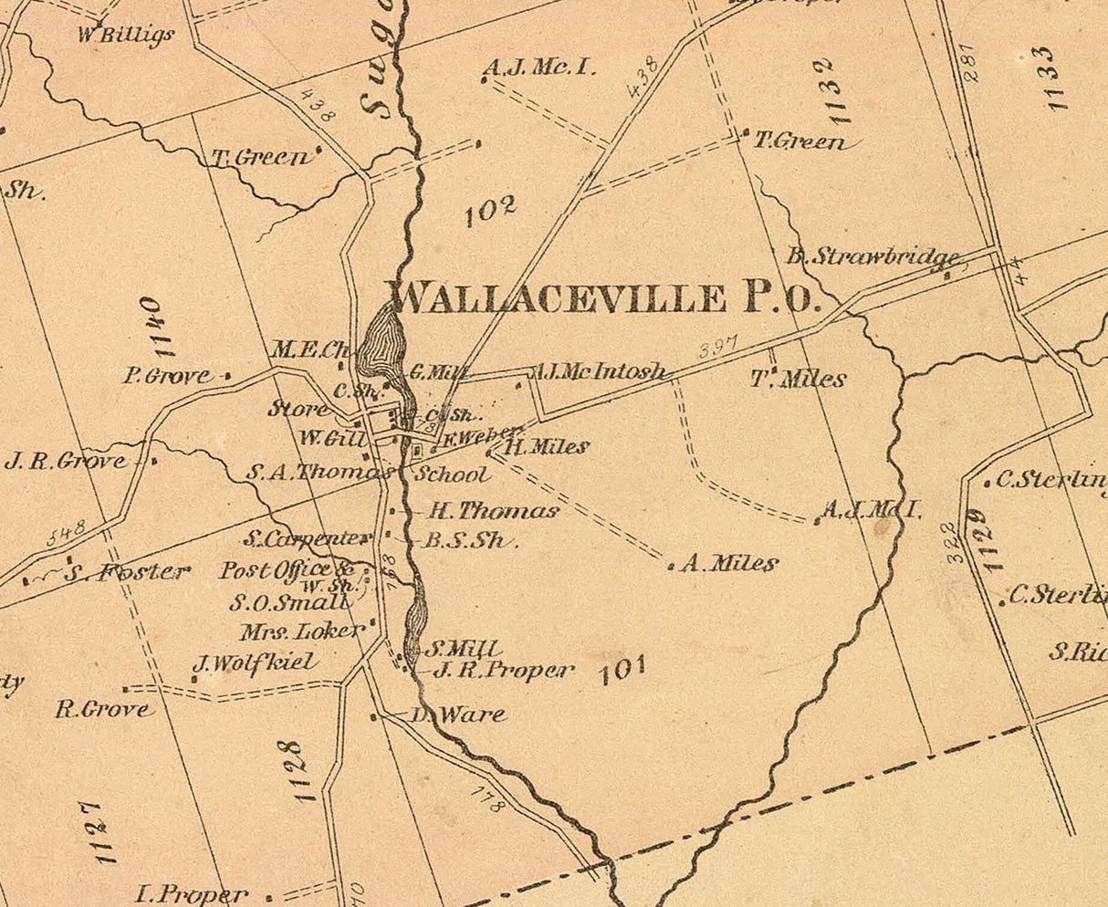 1865 Map of Plum Township Venango County Pennsylvania Oil Region