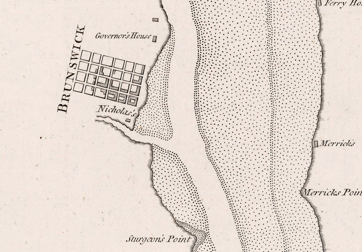 1776 Nautical Chart of Cape Fear River to Brunswick Georgia