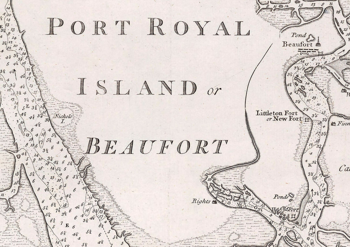 1776 Nautical Chart of Port Royal South Carolina