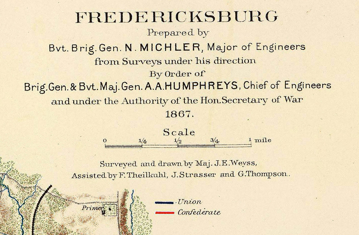 1867 Map of Fredericksburg Virginia Civil War