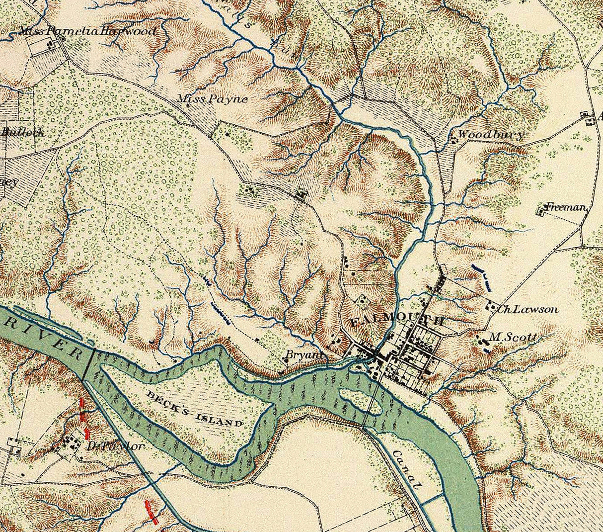 1867 Map of Fredericksburg Virginia Civil War