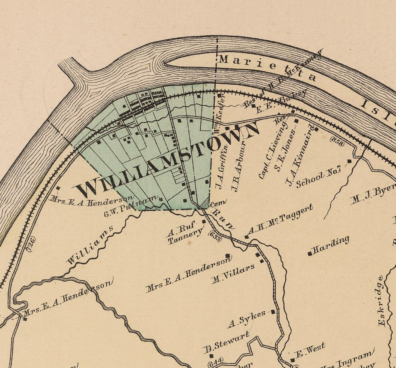 1886 Map of Williams District Wood County West Virginia