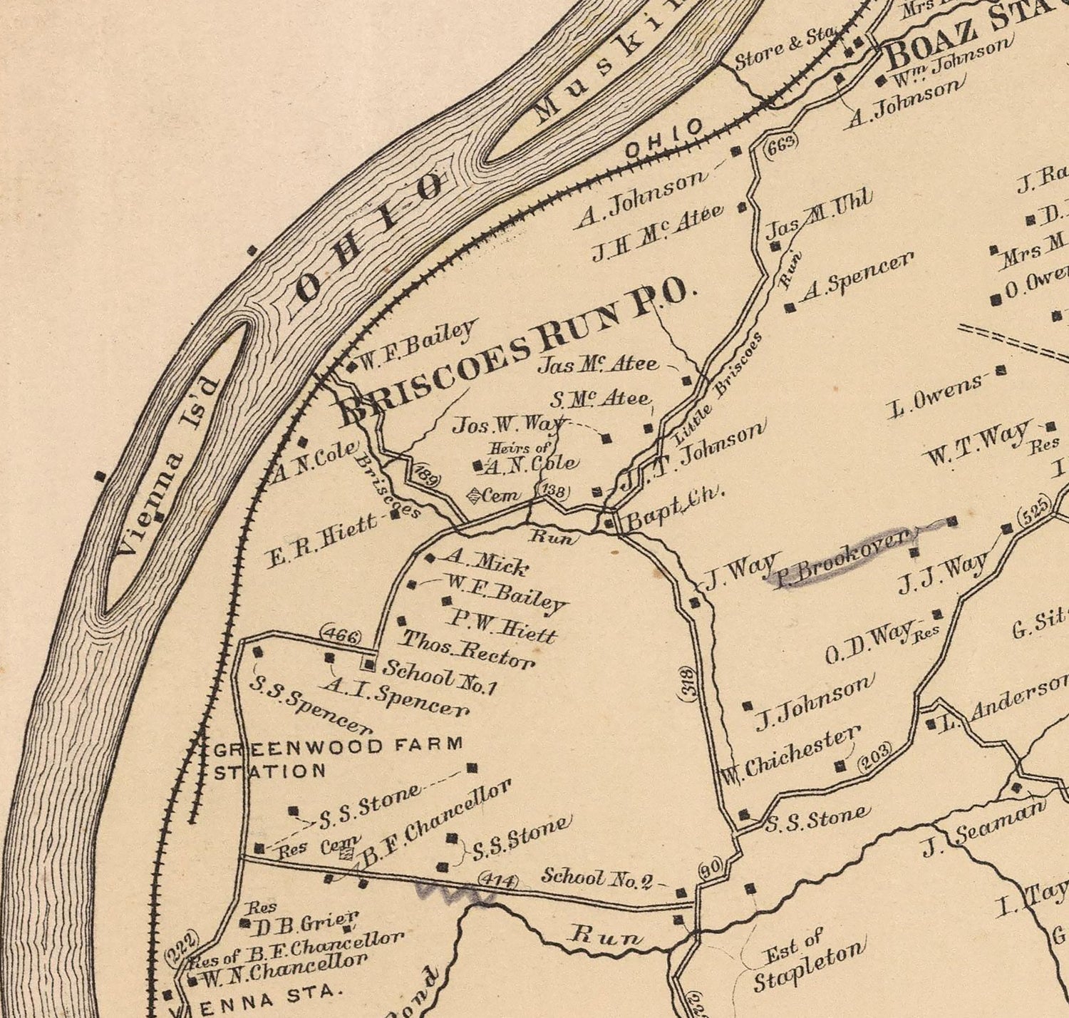 1886 Map of Williams District Wood County West Virginia