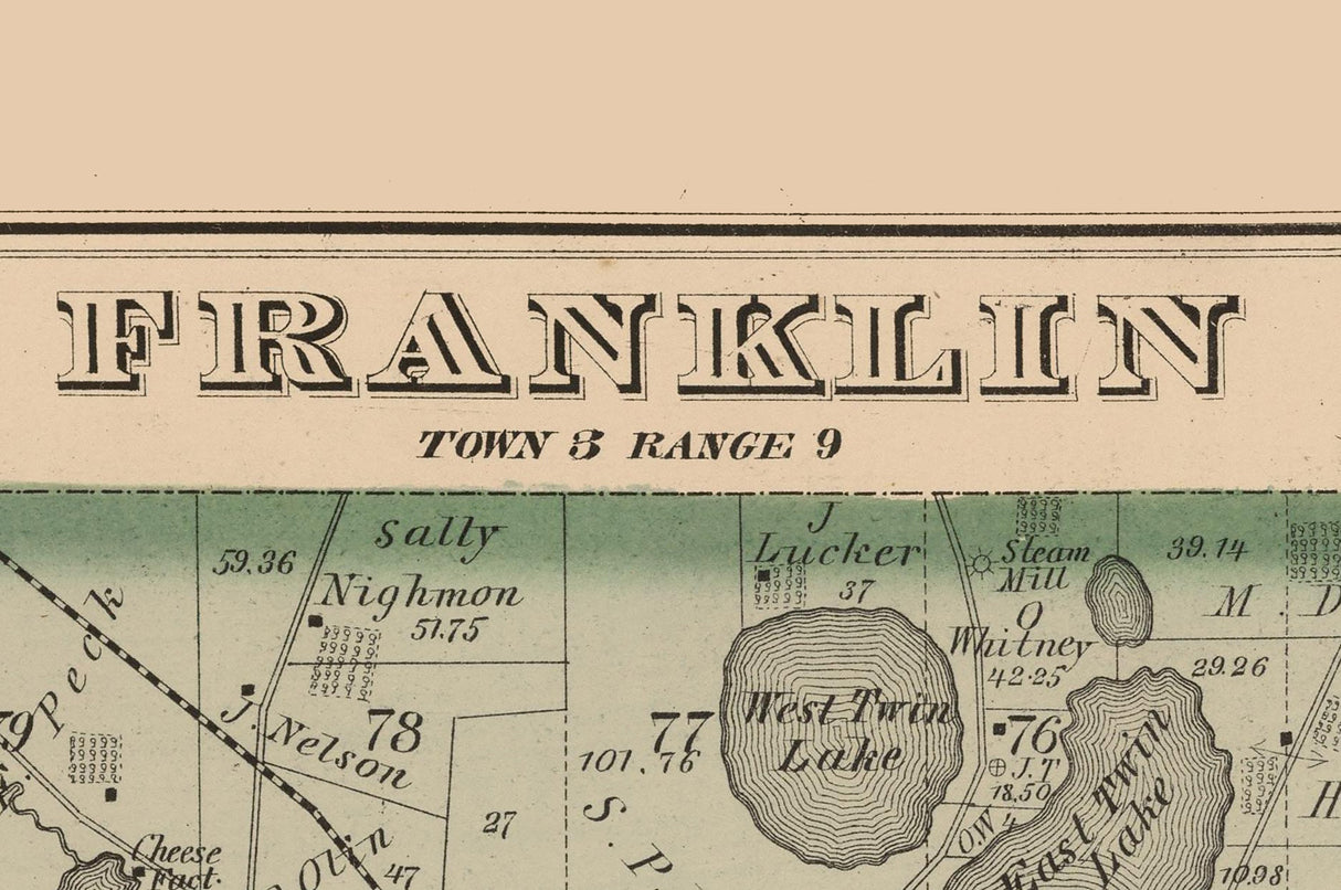 1874 Map of Franklin Township Portage County Ohio