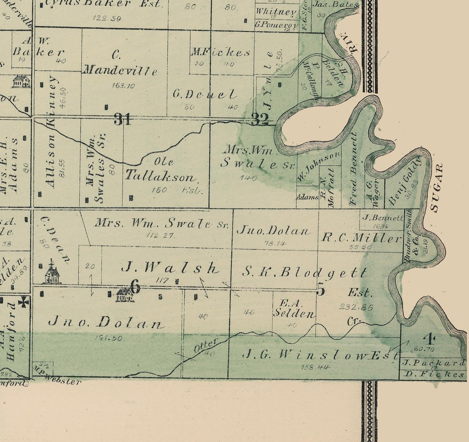 1886 Map of Laona Township Winnebago County Illinois