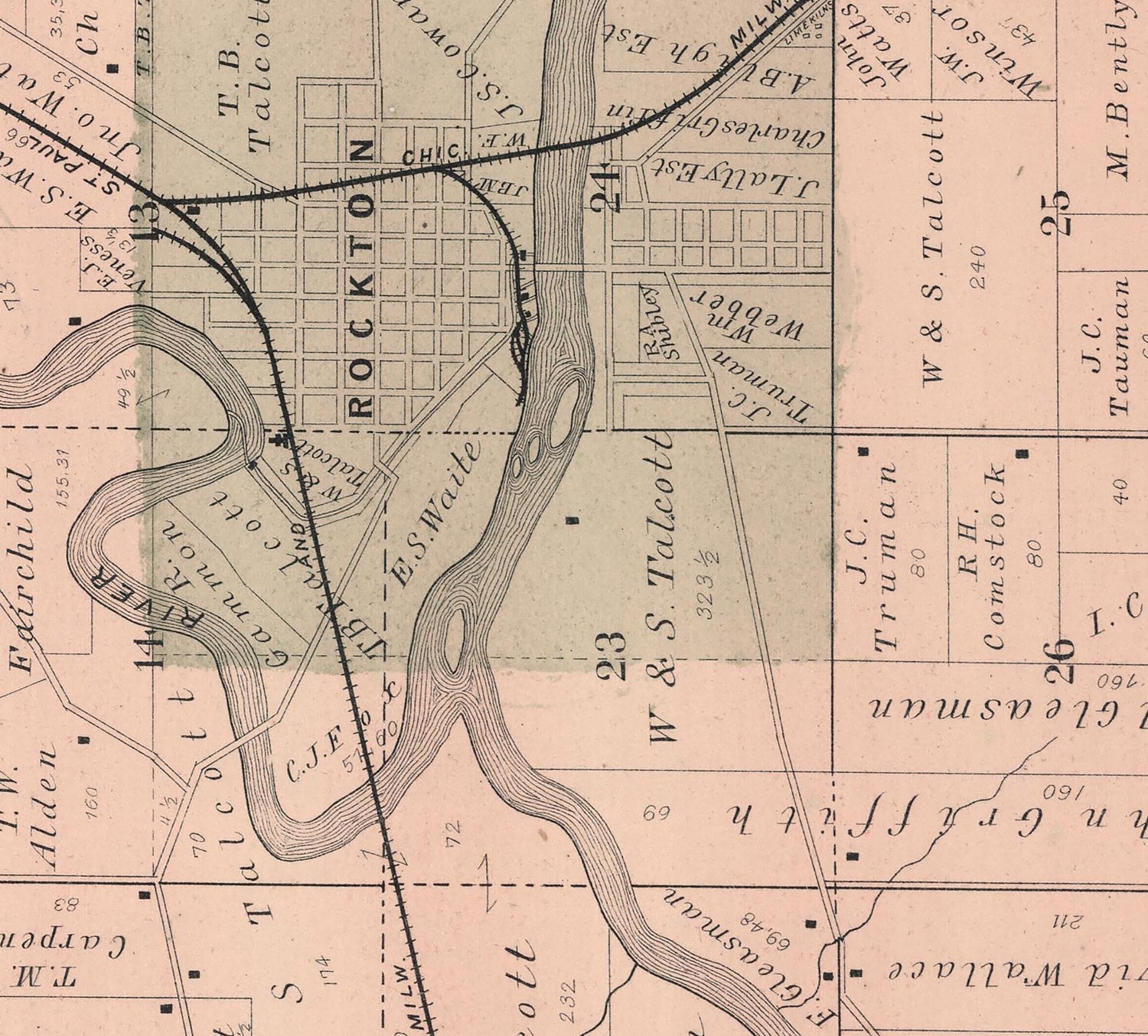 1886 Map of Rockton Township Winnebago County Illinois