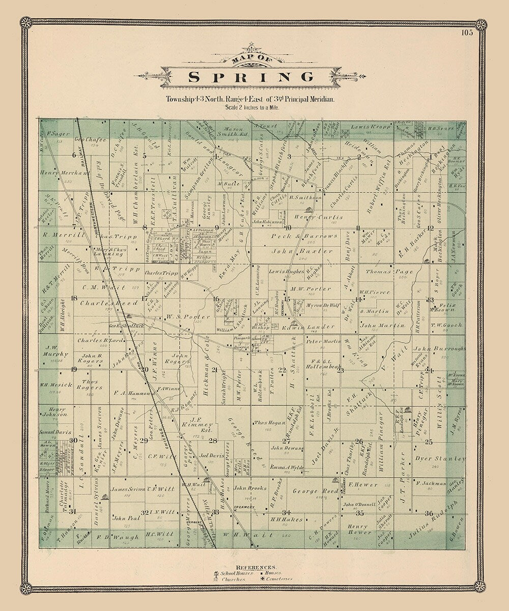 1886 Map of Spring Township Boone County Illinois