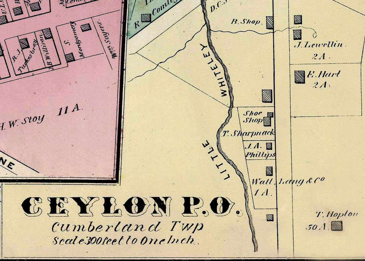 1876 Map of Aleppo Township Greene County Pennsylvania Ceylon Morrisville