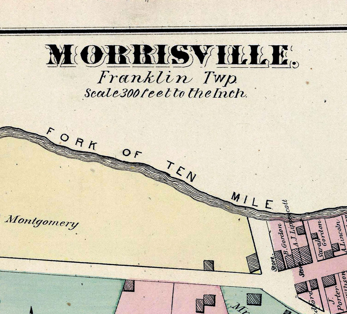 1876 Map of Aleppo Township Greene County Pennsylvania Ceylon Morrisville