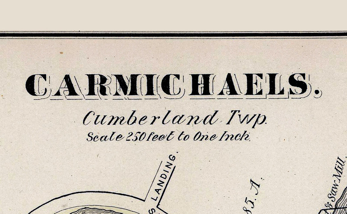 1876 Map of Carmichaels Greene County Pennsylvania