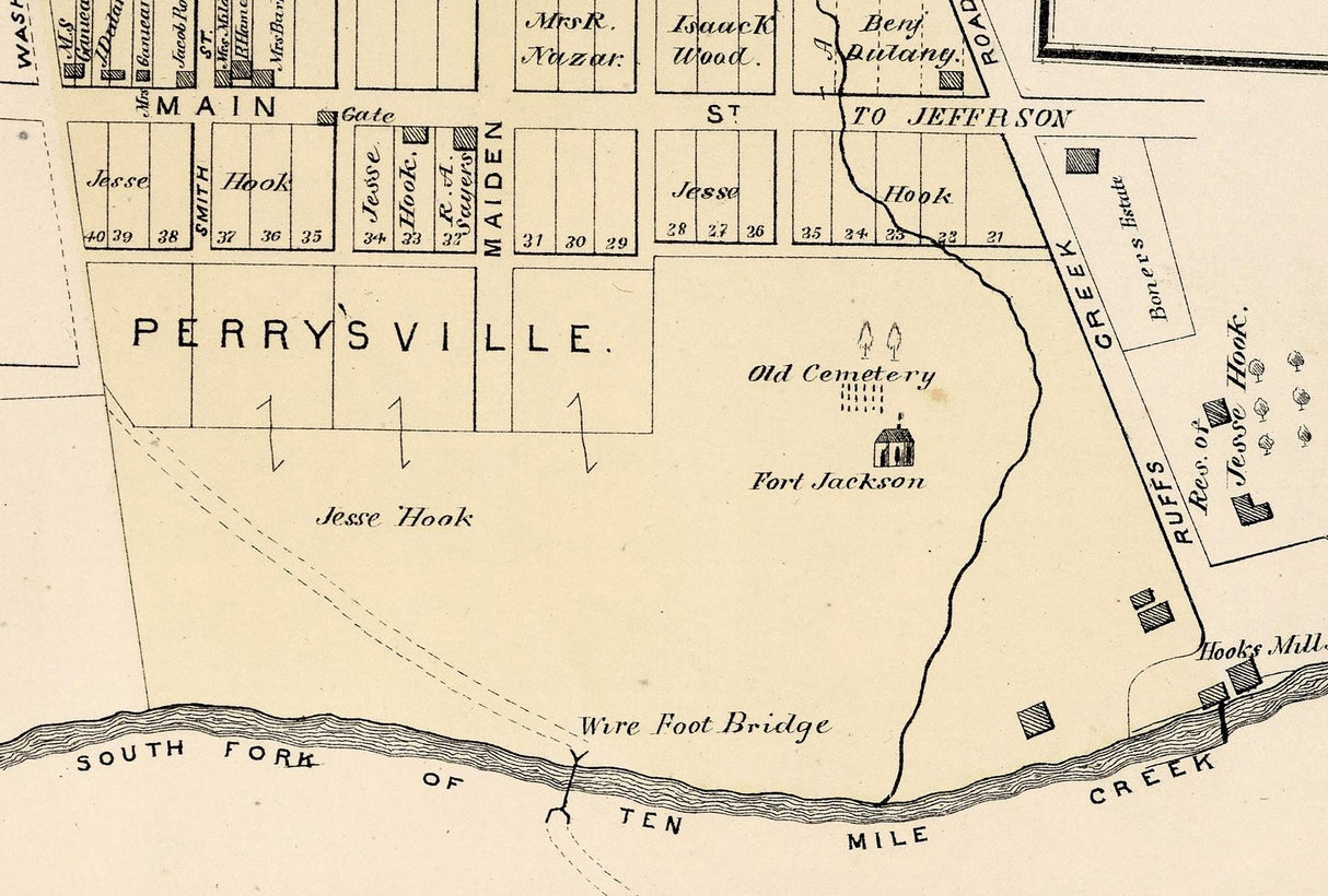 1876 Map of East Waynesburg and Jacktown Greene County Pennsylvania