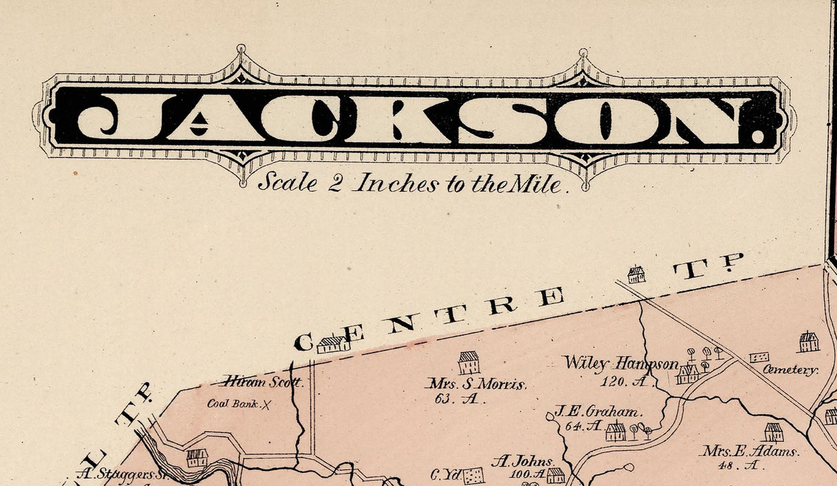 1876 Map of Jackson Township Greene County Pennsylvania